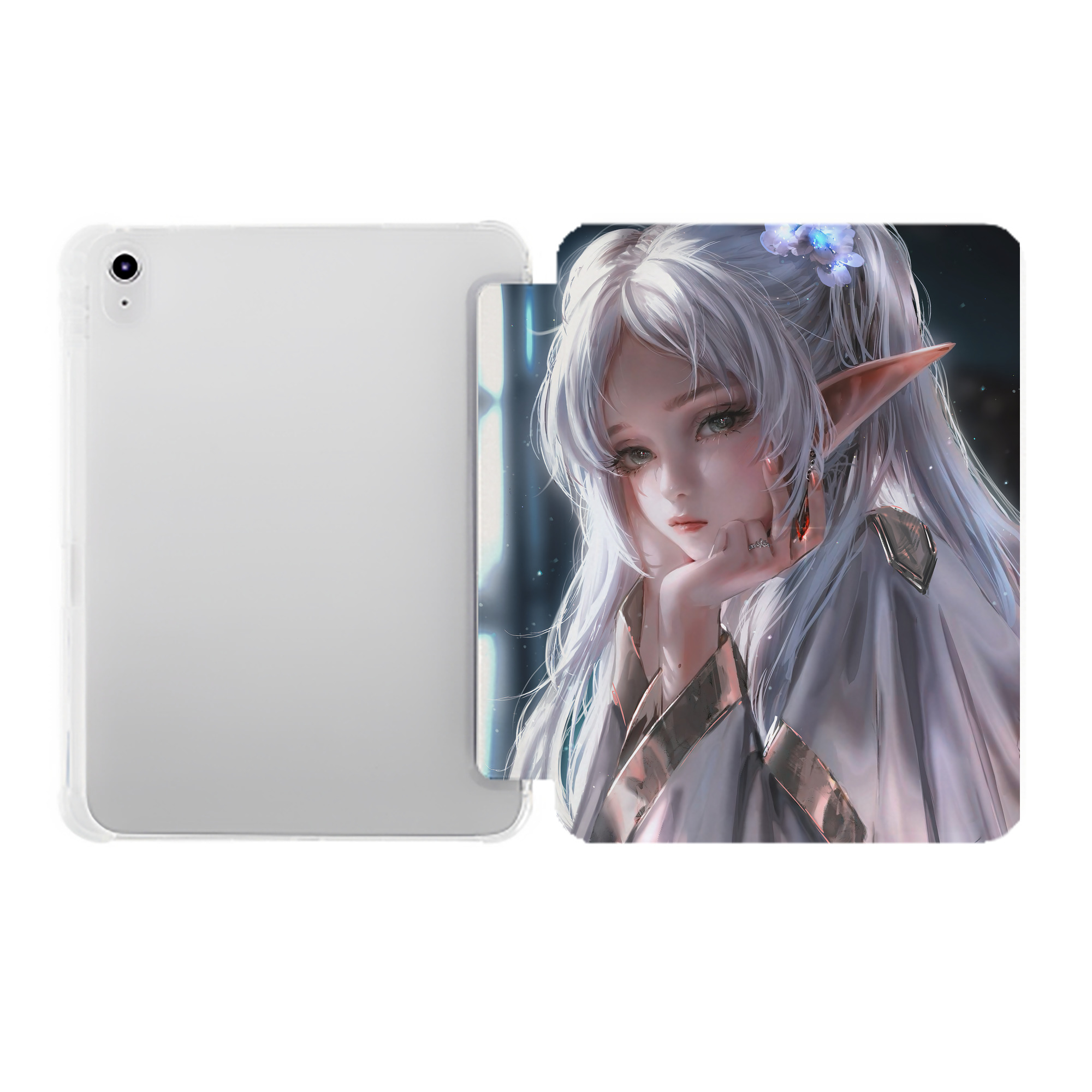 （画像用） 葬送のフリーレン Frieren IPad ケース ペン収納付き 三つ折りスタンド PUレザー×シリコン 対応機種9.5/10.5/10.9インチ